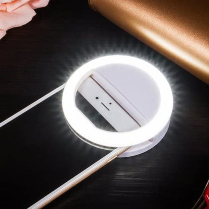 Selfie-Ringlicht, LED, weiß, für Smartphone, Fotografie, tragbar, runde Form, Tischhintergrund