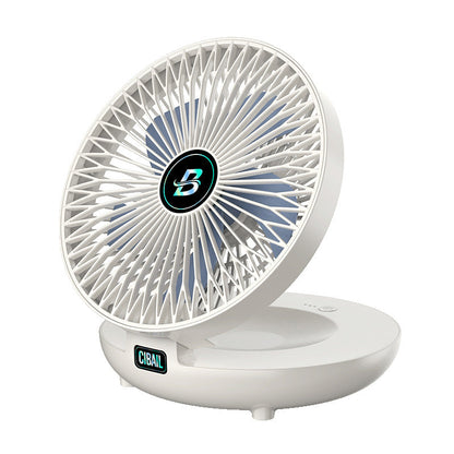 Weißer Tischventilator, tragbar, USB-betrieben, leise, kompakt, für Büro und Zuhause.
