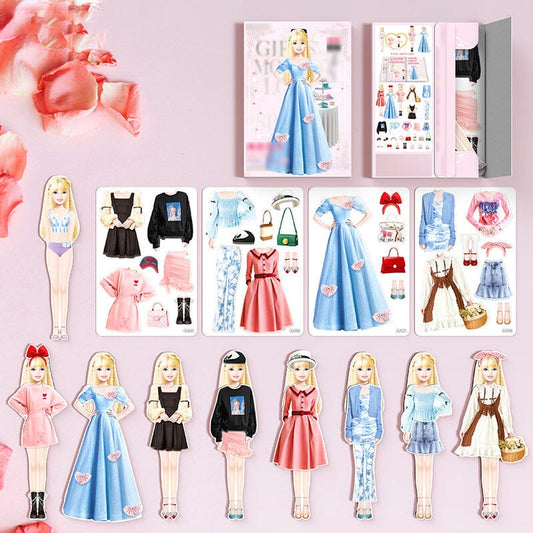 Magnetisches Anziehpuppen-Spielset für Kinder mit Outfits & Aufbewahrungsbox
