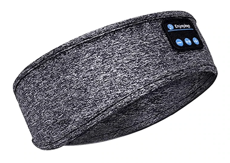 Graues Bluetooth-Stirnband, kabellose Kopfhörer, Schlafband, Musik, Sport, bequem.