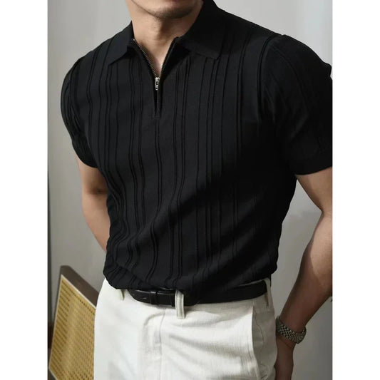 Herren Poloshirt | Reißverschluss | Kurzarm | Slim Fit | Baumwolle-Luzern Mode