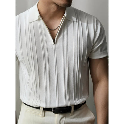 Herren Poloshirt | Reißverschluss | Kurzarm | Slim Fit | Baumwolle-Luzern Mode