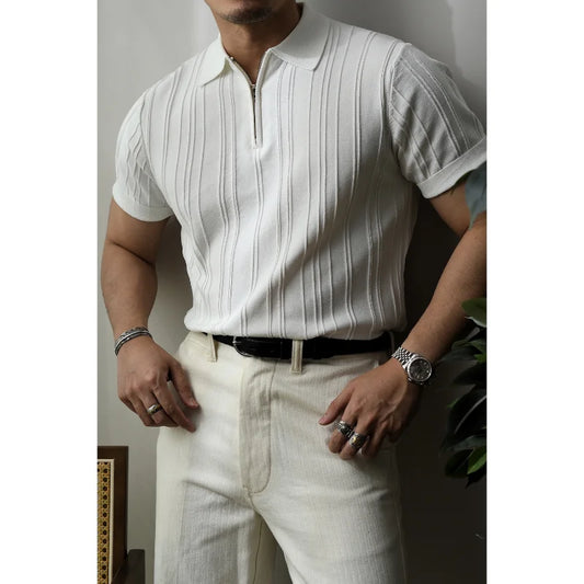 Herren Poloshirt | Reißverschluss | Kurzarm | Slim Fit | Baumwolle-Luzern Mode