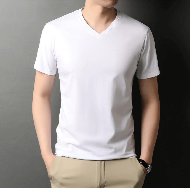 V-Ausschnitt Shirt Herren 1+1 GRATIS | Slim Fit | Basic | Bequem | Sommer-Luzern Mode