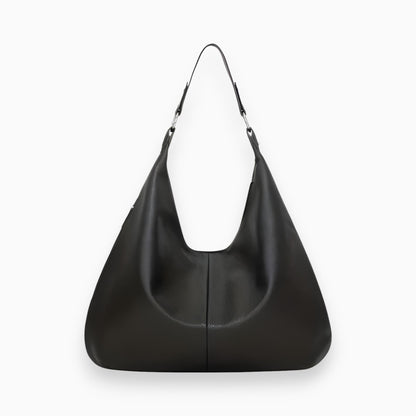 Schwarze Lederhandtasche, modisch, geräumig, für Damen, elegantes Design, Alltagsgebrauch.