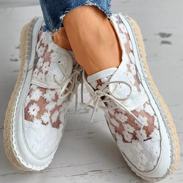 Bestickte Blumenschuhe mit stützender Einlegesohle – Lucine