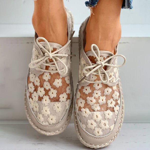 Bestickte Blumenschuhe mit stützender Einlegesohle – Lucine