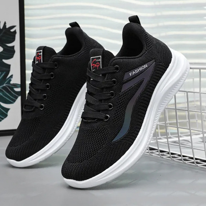 Schwarze Sportschuhe mit weicher Sohle, atmungsaktiv, modisches Design, Herren Sneaker.
