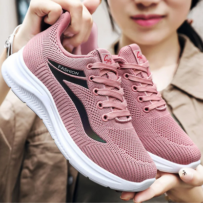 Damen Sneaker rosa, atmungsaktiv, weiche Sohle, modisch, ideal für Freizeit und Sport.