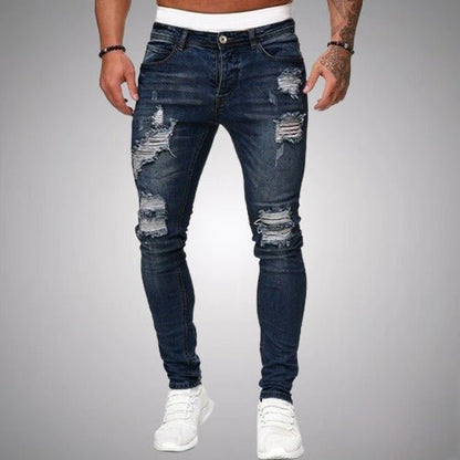 Men's Slim Fit Stretch Ripped Jeans – Distressed Everyday Casual Denim 4