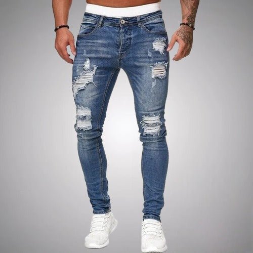 Men's Slim Fit Stretch Ripped Jeans – Distressed Everyday Casual Denim 3