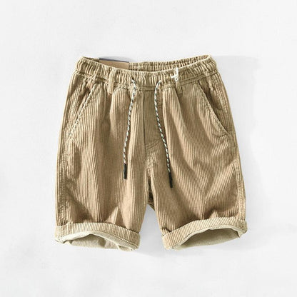 Herren Baumwollshorts Sommer | Leicht | Bequem | Kordelzug | Freizeit Look-Beige-S-Luzern Mode