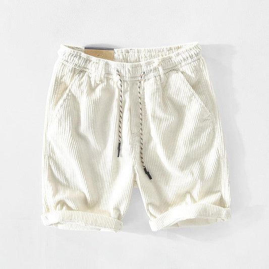 Herren Baumwollshorts Sommer | Leicht | Bequem | Kordelzug | Freizeit Look-Weiß-S-Luzern Mode