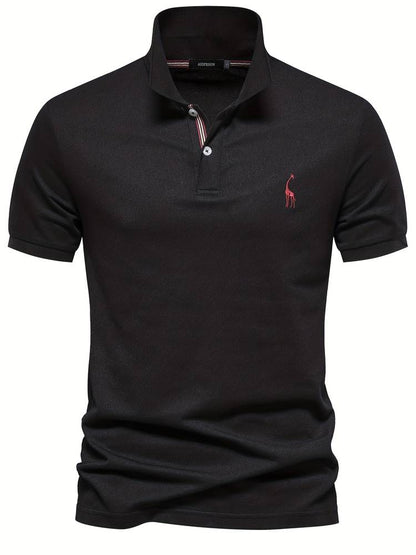 Atmungsaktive Baumwolle | figurbetonter Schnitt | 1 kaufen 1 gratis | Poloshirt-Schwarz-S-Luzern Mode