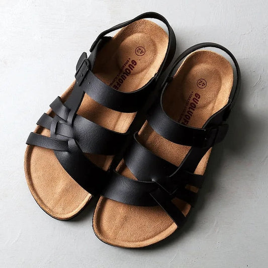 Herrensandalen Sommer | Ergonomisches Fußbett | Verstellbar | Rutschfest | Komfort-Schwarz-37-Luzern Mode