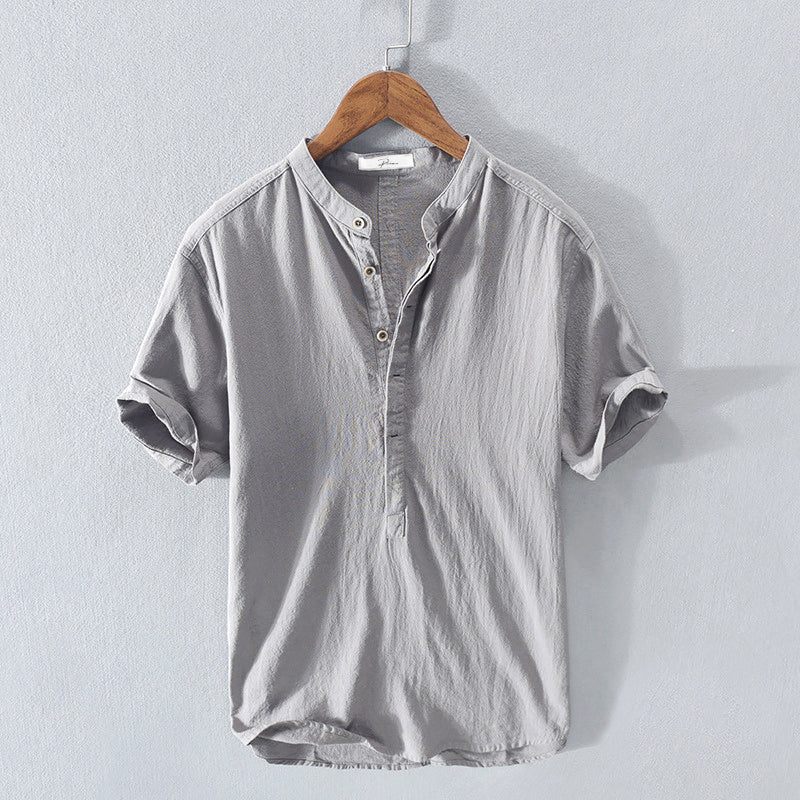 Sommer Shirt Herren | Atmungsaktiv | Baumwolle | Leicht | Freizeit | Kurzarm-Grau-S-Luzern Mode