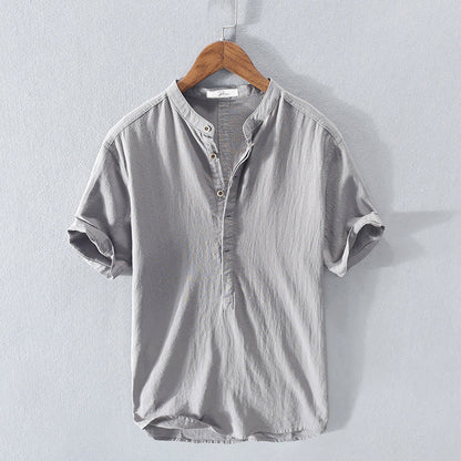 Sommer Shirt Herren | Atmungsaktiv | Baumwolle | Leicht | Freizeit | Kurzarm-Grau-S-Luzern Mode