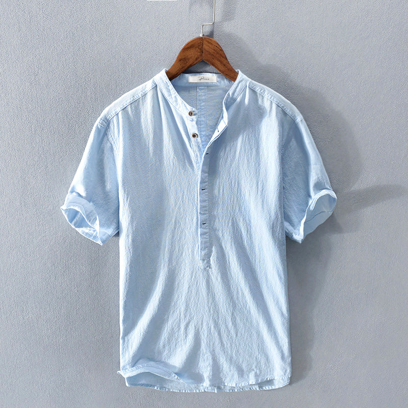 Sommer Shirt Herren | Atmungsaktiv | Baumwolle | Leicht | Freizeit | Kurzarm-Himmelblau-S-Luzern Mode