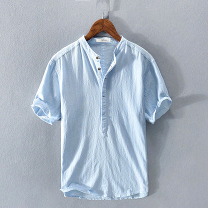 Sommer Shirt Herren | Atmungsaktiv | Baumwolle | Leicht | Freizeit | Kurzarm-Himmelblau-S-Luzern Mode
