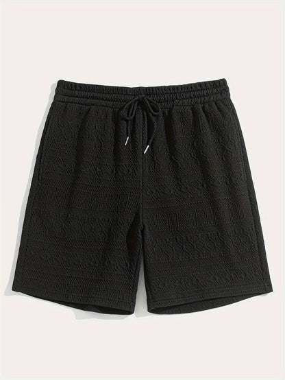 Herren Shorts 1+1 GRATIS | Sommer Basic kurz | bequem | Kordelzug Alltag Strand-Schwarz-S(46)-Luzern Mode