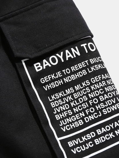 Herren Shorts Baumwolle | Lockerer Schnitt | Letter-Print | Gummibund mit Kordelzug | Taschen-Luzern Mode