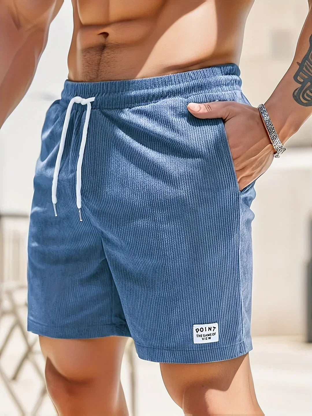 Herren Shorts Sommer | Streifen Look | Luftig bequem | Casual Stil | Freizeit-Dunkelcyan-S-Luzern Mode