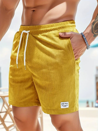 Herren Shorts Sommer | Streifen Look | Luftig bequem | Casual Stil | Freizeit-Erdfarben-S-Luzern Mode