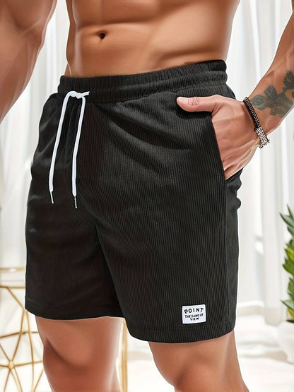 Herren Shorts Sommer | Streifen Look | Luftig bequem | Casual Stil | Freizeit-Schwarz-S-Luzern Mode