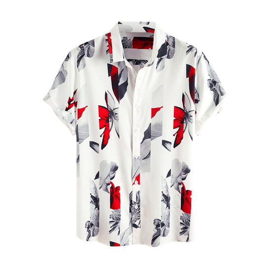 Sommerhemd Herren | Leicht atmungsaktiv | Tropischer Look | Freizeit und Urlaub-Weiß-M-Luzern Mode