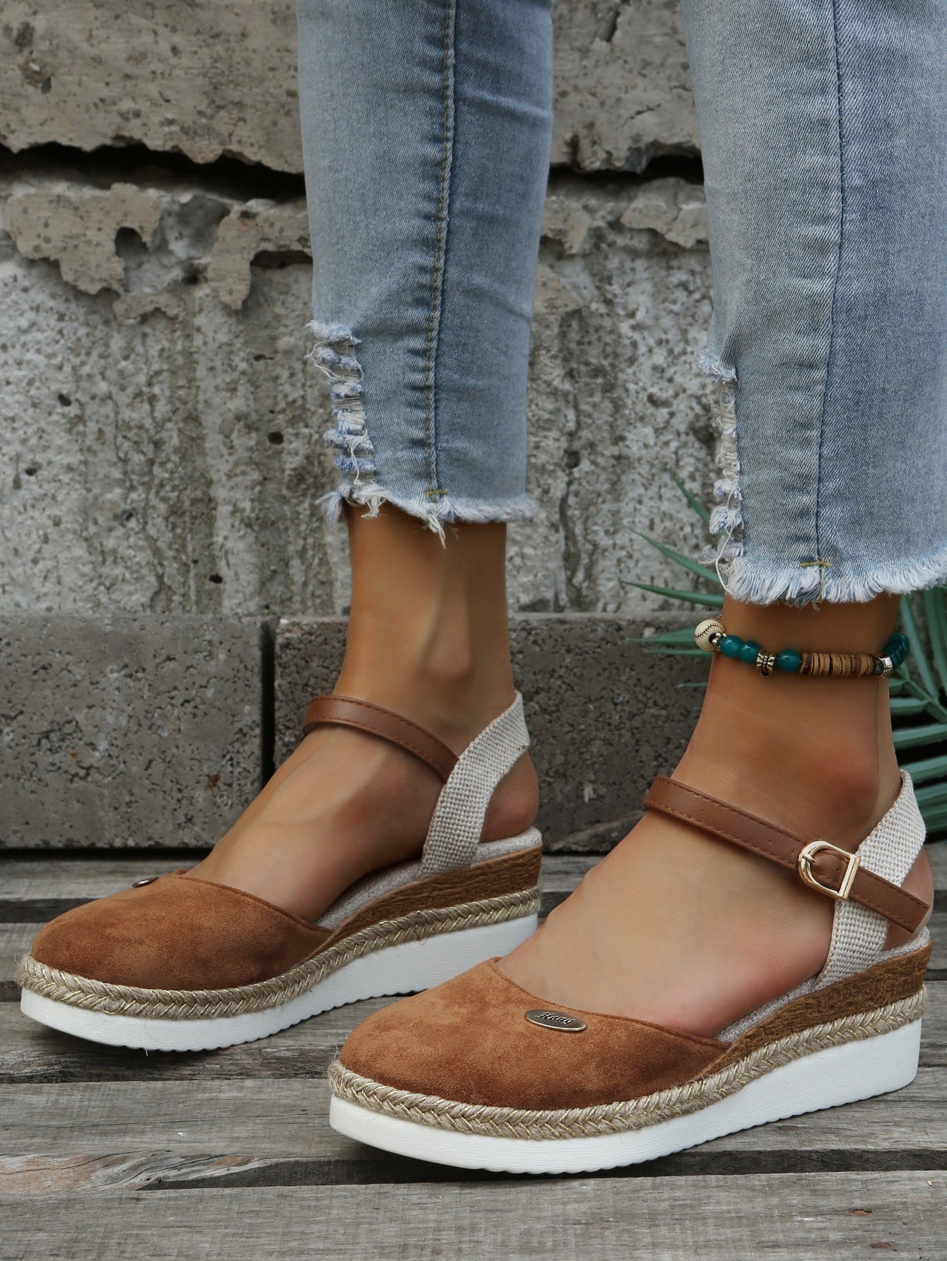 Damen Espadrilles | PU | Gummisohle | Flache Sohle | Atmungsaktiv-Braun-35-Luzern Mode