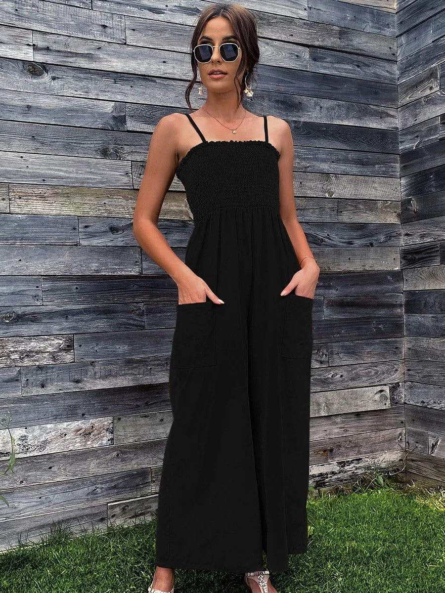 Damen Jumpsuit Sommer | Spaghettiträger | Vintage Look | Luftig bequem & stylisch-Luzern Mode