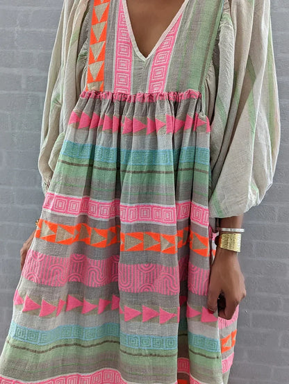 Maxikleid | Farbverlauf | Lockere Schnitt | Lange Ärmel | V-Ausschnitt-Luzern Mode
