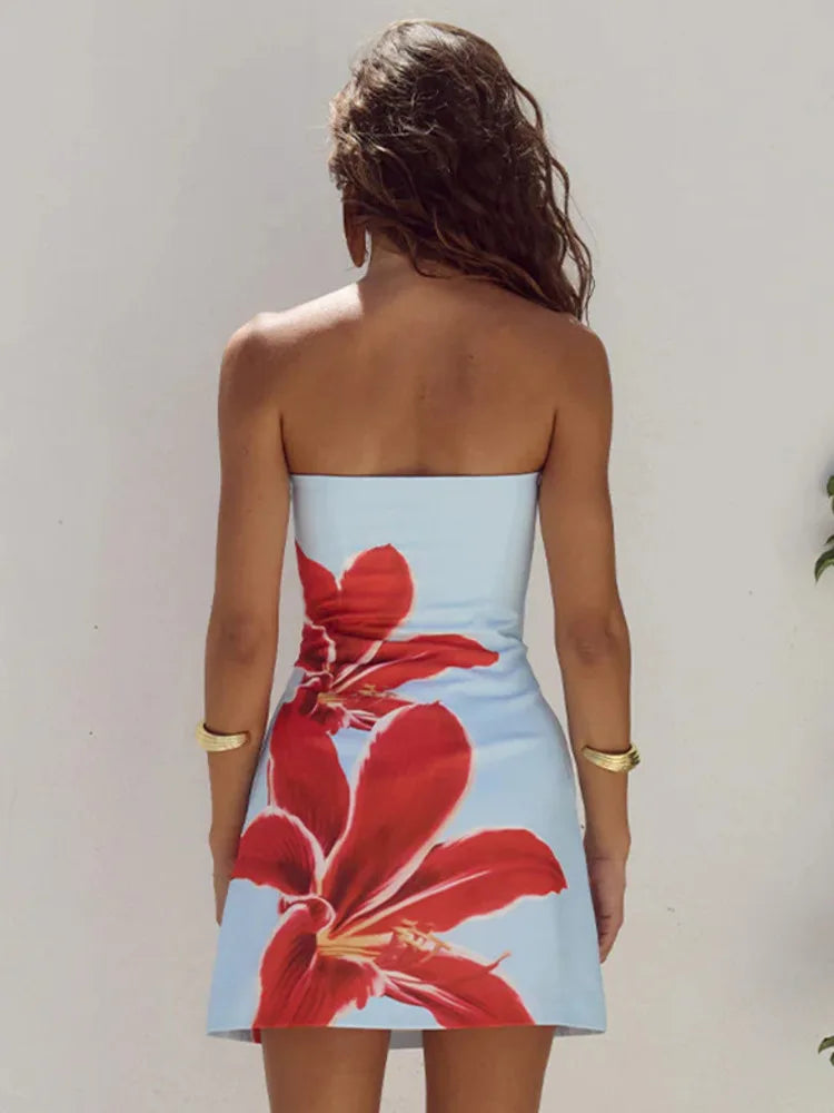 Minikleid Damen Sommer | Blumenprint | Verstellbare Träger | Luftig & bequem-Luzern Mode