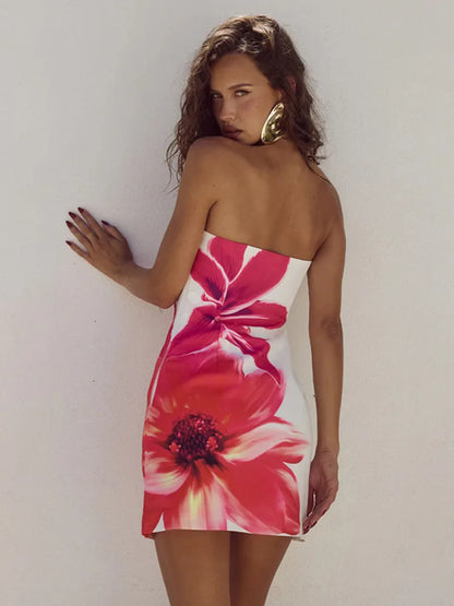 Minikleid Damen Sommer | Blumenprint | Verstellbare Träger | Luftig & bequem-Luzern Mode