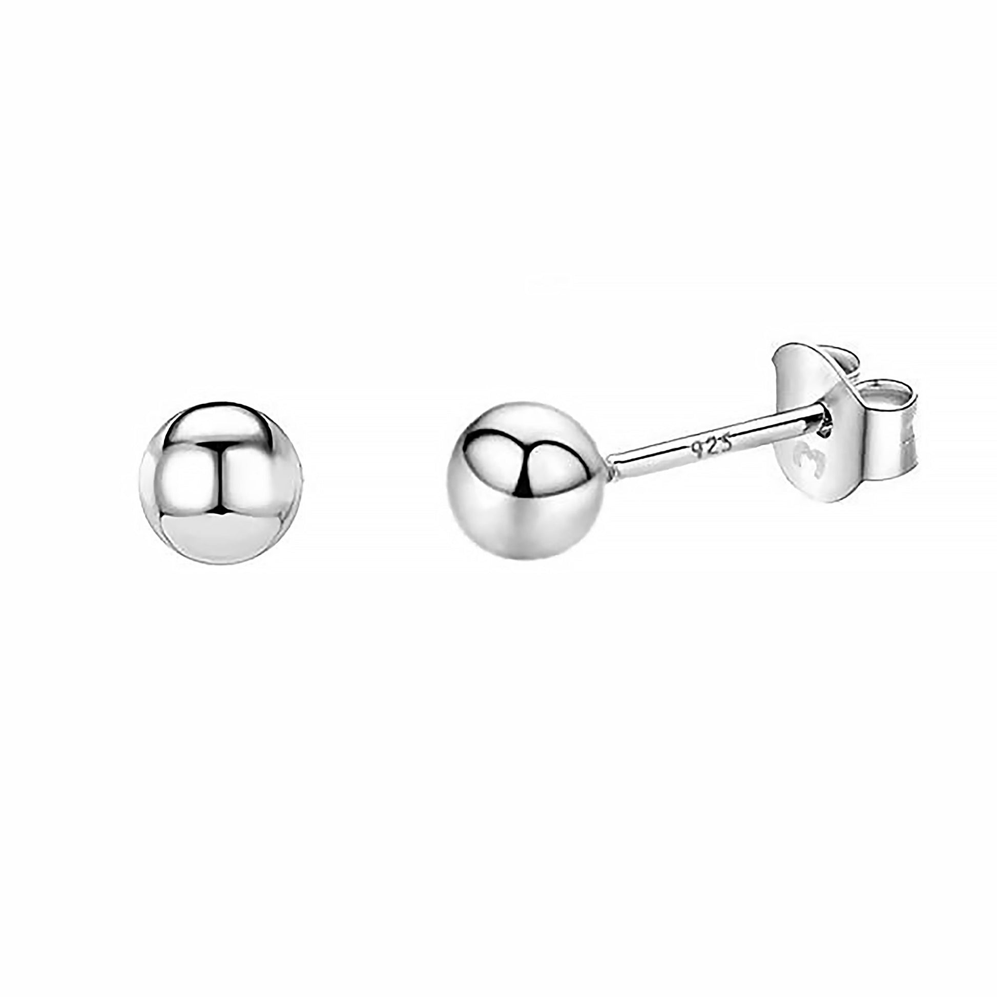 Silberne Kugelohrringe, 925 Sterling Silber, minimalistischer Schmuck, elegantes Design.