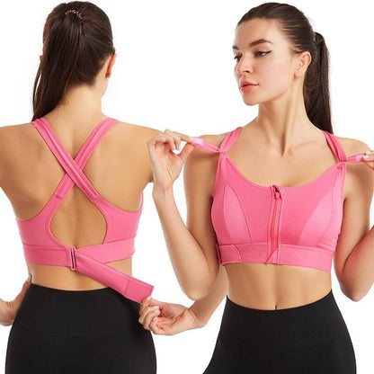 Sport BH mit starkem Halt | Front-Reißverschluss | 1 kaufen 1 gratis Aktion-Lichtrosa-S-Luzern Mode
