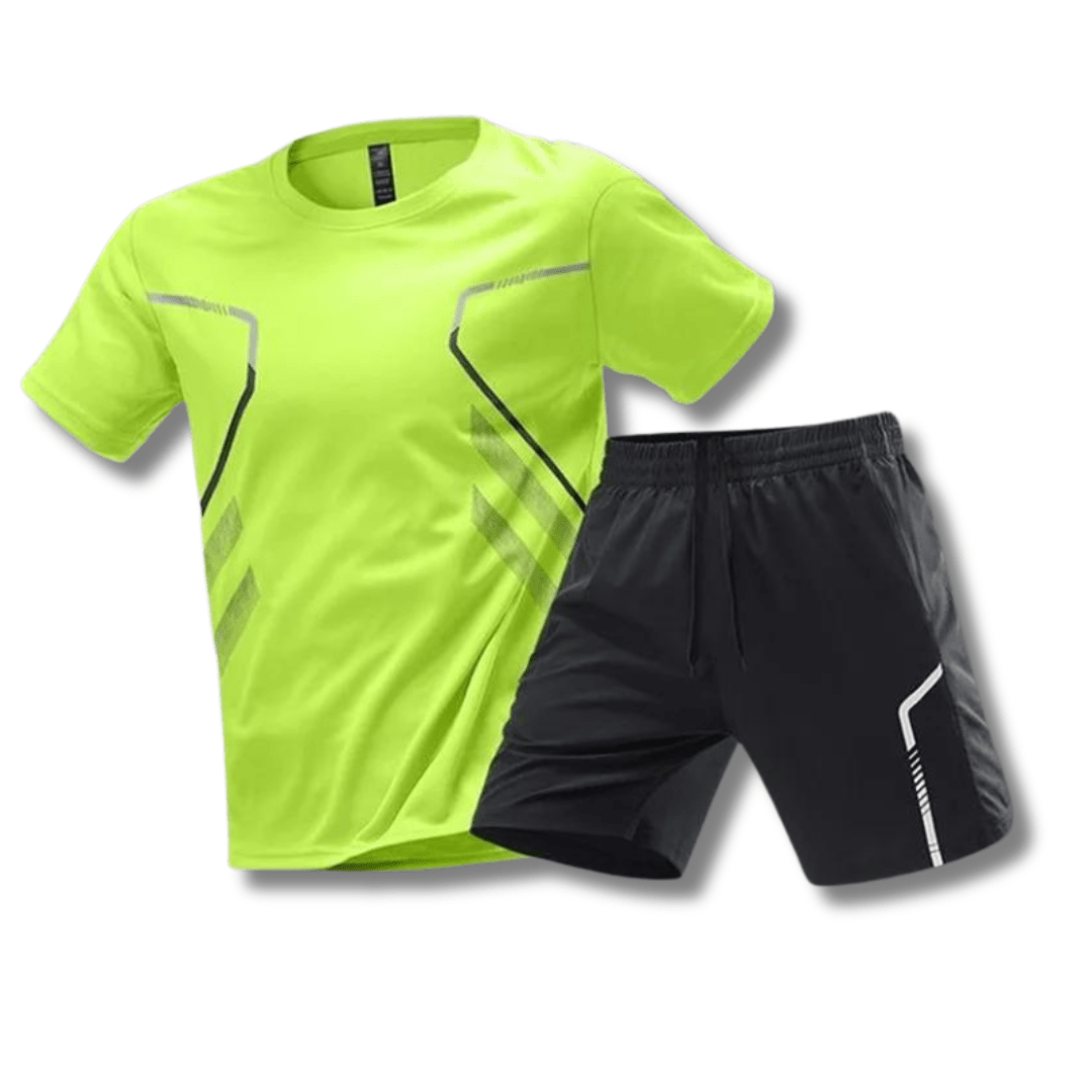 Sport Outfit Herren | Atmungsaktiv | Fitness | Tennis | Lauf | Sommer | Training-Neongelb-M-Luzern Mode