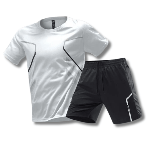 Sport Outfit Herren | Atmungsaktiv | Fitness | Tennis | Lauf | Sommer | Training-Weiß-M-Luzern Mode