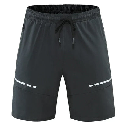 Trainingsshorts Herren | Slim Fit | Reißverschlusstaschen | leicht | dehnbar | kurz-Grau-S-Luzern Mode