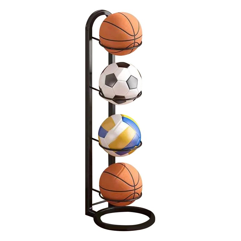 Vertikaler Sportballständer, schwarz, für Basketball, Fußball, Volleyball, platzsparend.