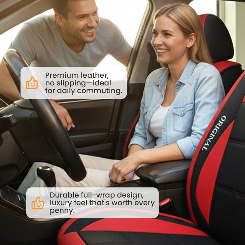 Front Car Seat Covers, 2-Piece PU Leather Set with Universal Fit 7