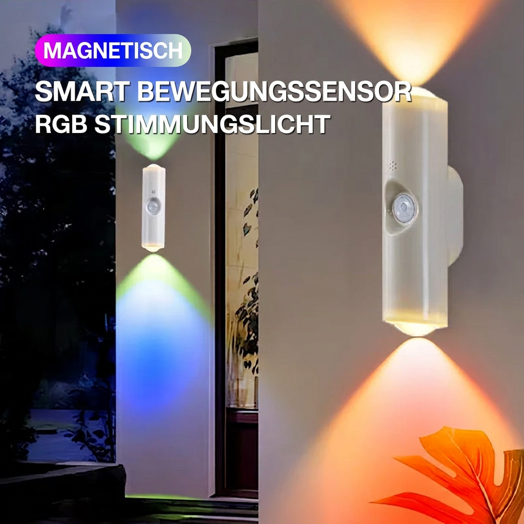 Kabellose LED Wandleuchten mit Bewegungssensor und Farbwechsel, 3er Set