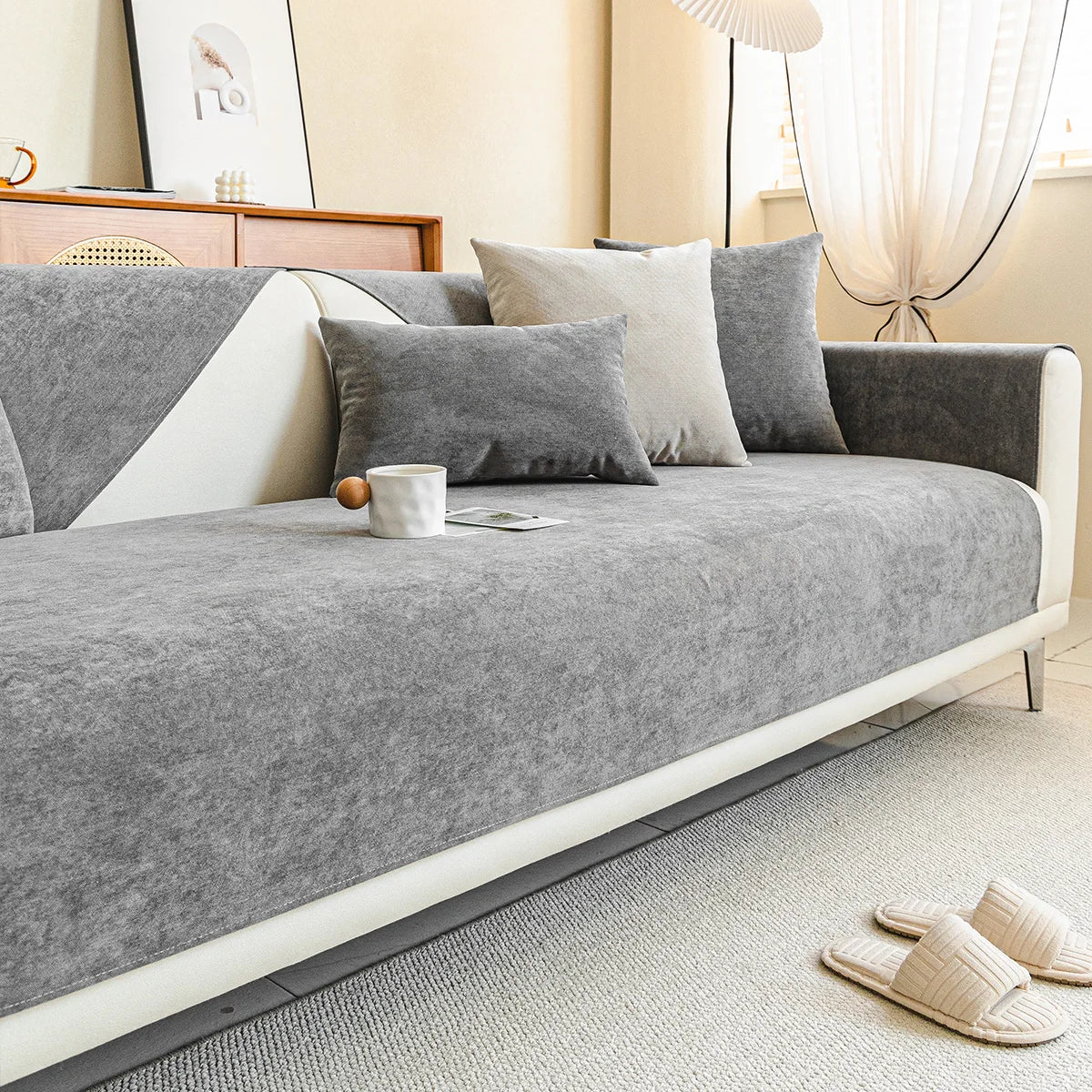 Anti-Scratch Chenille Sofa Cover - Stylish, Non-Slip & Machine Washable 10