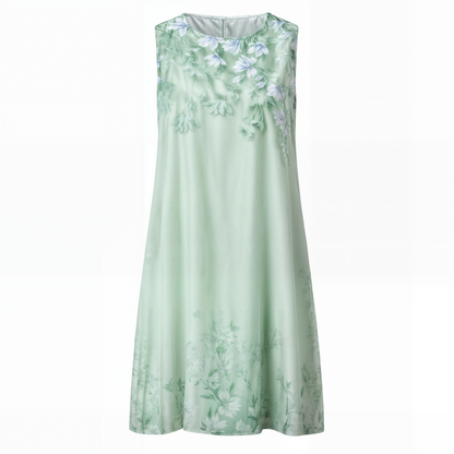 A-Linien Kleid Damen | Blumenprint | ärmellos | Chiffon | mit Weste | knielang-Luzern Mode