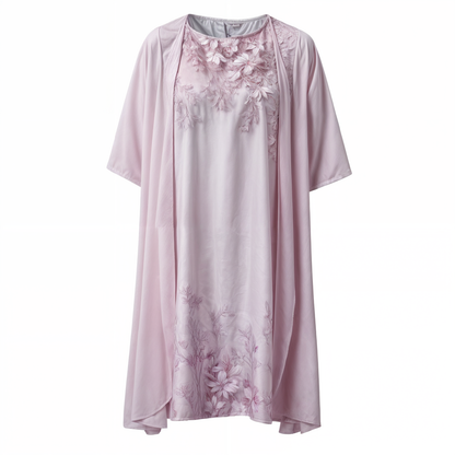 A-Linien Kleid Damen | Blumenprint | ärmellos | Chiffon | mit Weste | knielang-Luzern Mode