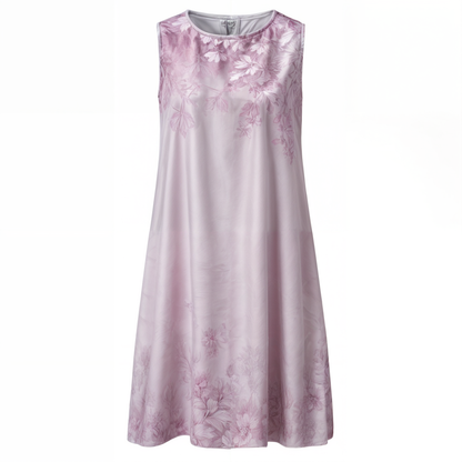 A-Linien Kleid Damen | Blumenprint | ärmellos | Chiffon | mit Weste | knielang-Luzern Mode