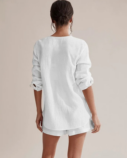 Zweiteiler Damen Freizeit | Baumwoll Set bequem stilvoll | Sommer Outfit Set-Luzern Mode