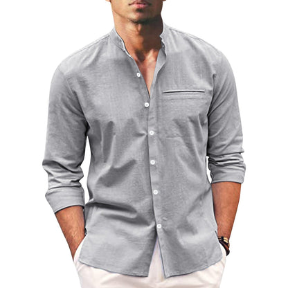 Sommerhemd Übergröße Herren | Leinen Look | Atmungsaktiv | Lockerer Schnitt-Grau-M-Luzern Mode