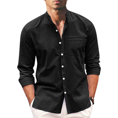 Sommerhemd Übergröße Herren | Leinen Look | Atmungsaktiv | Lockerer Schnitt-Schwarz-M-Luzern Mode