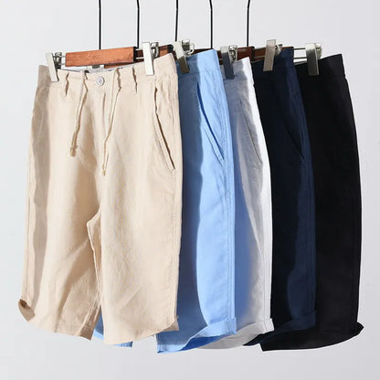 Herren Shorts Sommer | Baumwolle Leinen Mix | luftig bequem | Strand Freizeit Urlaub-Luzern Mode